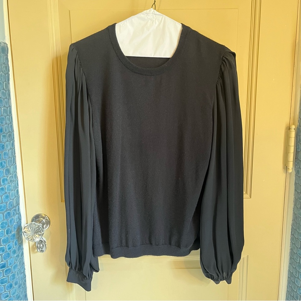 ralph lauren purple label cashmere black sweater flowy sleeve